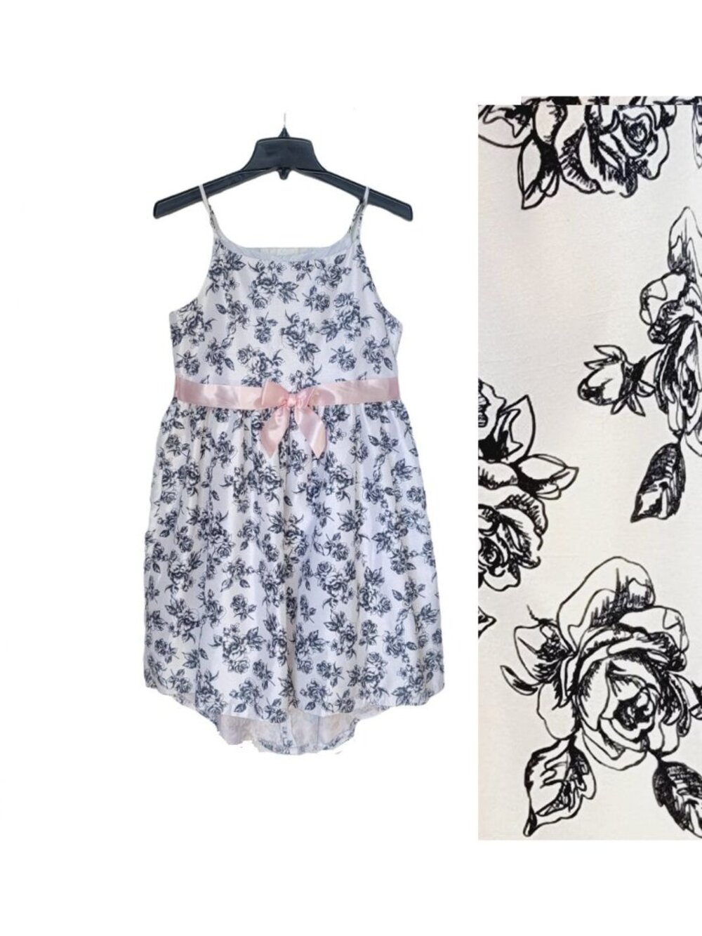 👗Sz 16 Bonnie Jean Formal Dress White Girls Spring Summer Party Roses Hi-low👗